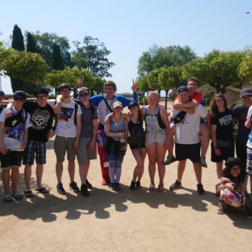 Students at the Castell de Montjuic
